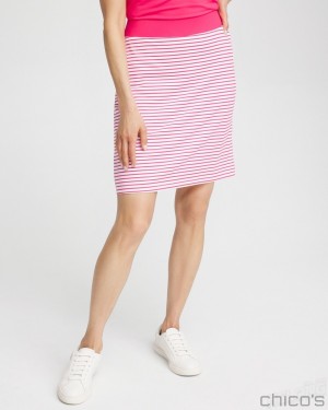 Chico's Zenergy UPF Knit Stripe Skort Dresses PINK BROMELIAD | 937-CSUWDG