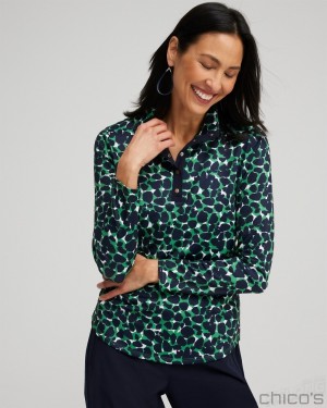 Chico's Zenergy UPF Mosaic Long Sleeve Top Tops Twisted Ivy | 953-QDANKP