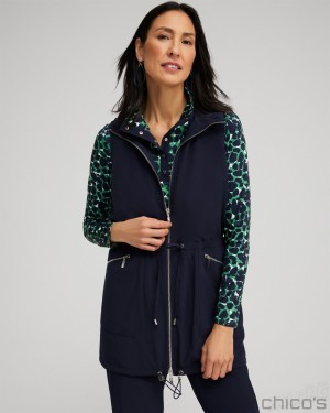 Chico's Zenergy UPF Neema Anorak Vest Jackets & Coats Classic Navy | 654-NGMOVR