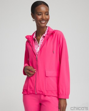 Chico's Zenergy UPF Neema Bungee Hem Jacket Jackets & Coats PINK BROMELIAD | 712-ZRMBTK