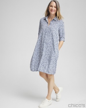 Chico's Zenergy UPF Neema Reef Bungee Dress Dresses Soft Slate | 436-AOIGUX