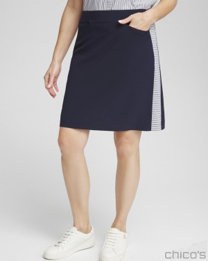 Chico's Zenergy UPF Neema Side Stripe Skort Dresses Classic Navy | 412-KEJFBZ