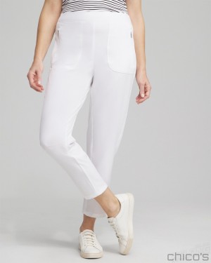 Chico's Zenergy UPF Ribbed Side Ankle Pants Pants Alabaster | 156-YHKZQF