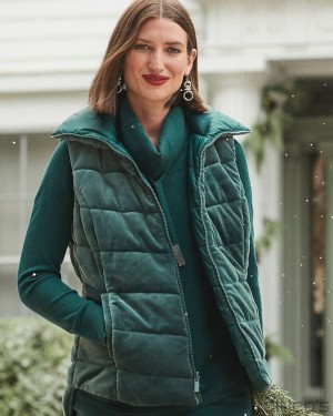 Chico's Zenergy Velour Reversible Vest Jackets & Coats Enchanted Forest | 475-FMYZGN