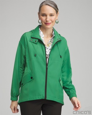 Chico's Zenergy Water Repellent Jacket Jackets & Coats Verdant Green | 876-NMPCIF