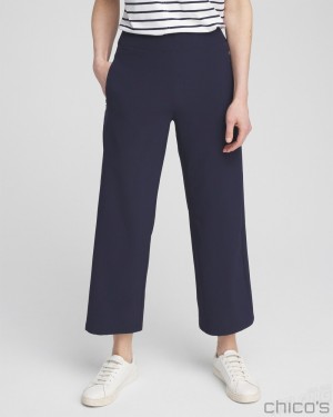 Chico's Zenergy Wide Leg Crops Pants Classic Navy | 560-IQHGBV