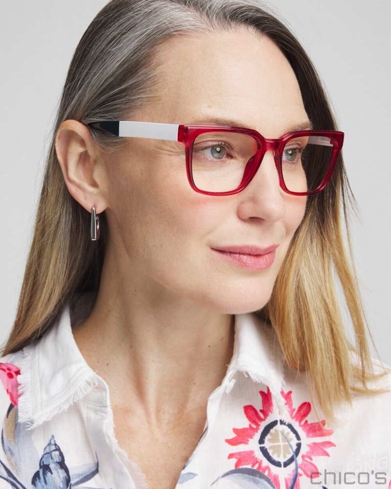 Chico's Americana Square Readers Eyewear Bright Red | 273-ZXLSGF