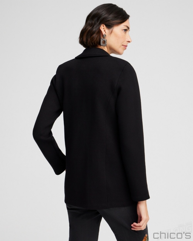 Chico's Black Cardigan Jacket Jackets & Coats Black | 314-LHRQUI