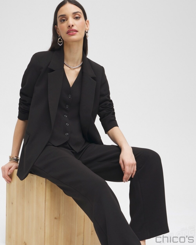 Chico's Black Label Boyfriend Blazer Jackets & Coats Black | 382-AXCFPY