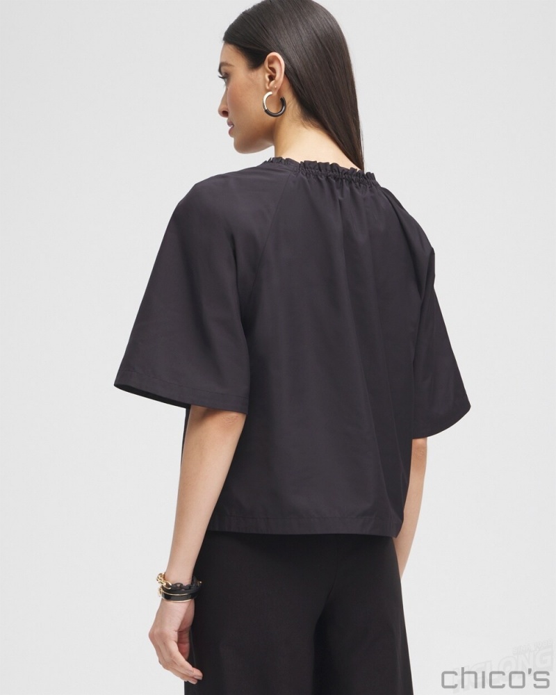 Chico's Black Label Smock Neck Blouse Blouses & Shirts Black | 980-TQXBAV