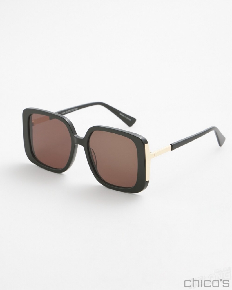 Chico's Black Square Sunglasses Eyewear Black | 248-KXAGCD