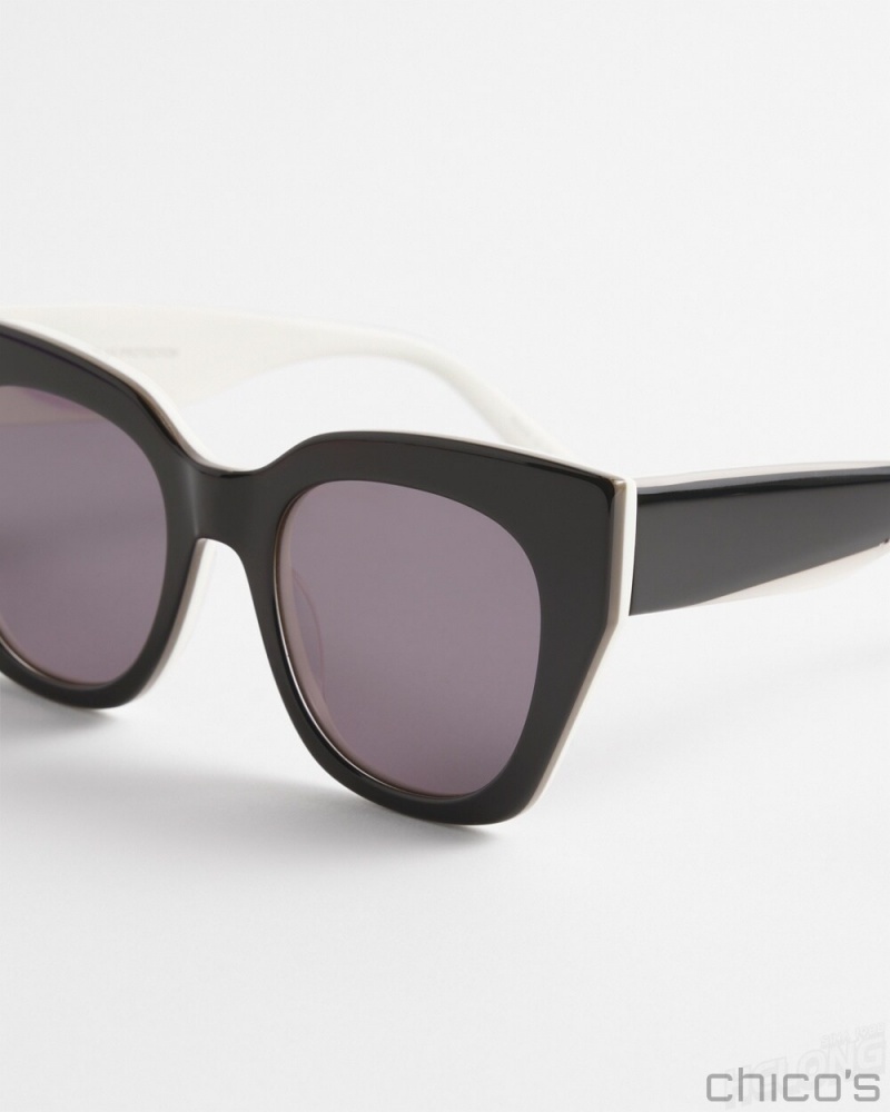 Chico's Black and White Cateye Sunglasses Eyewear Black/White | 630-SYUICW