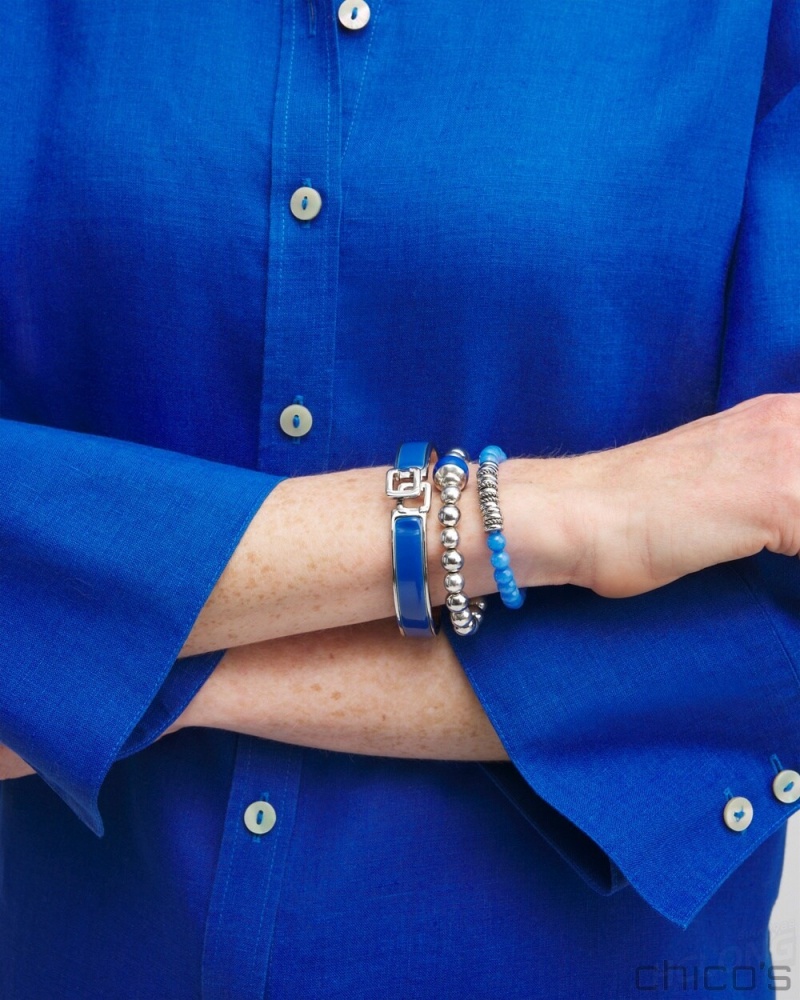 Chico's Blue Chico's Click Bangle Bracelets Intense Azure | 195-SGAVQO