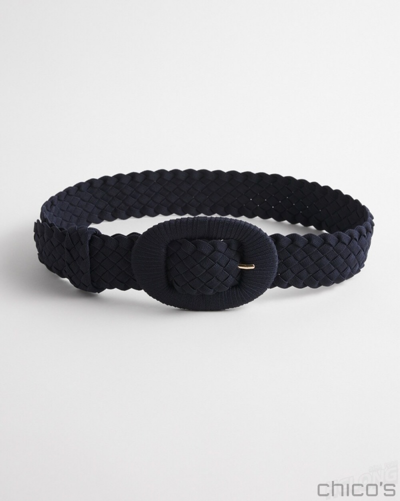 Chico\'s Braided Stretch Belt Belts Classic Navy | 463-XSETVF