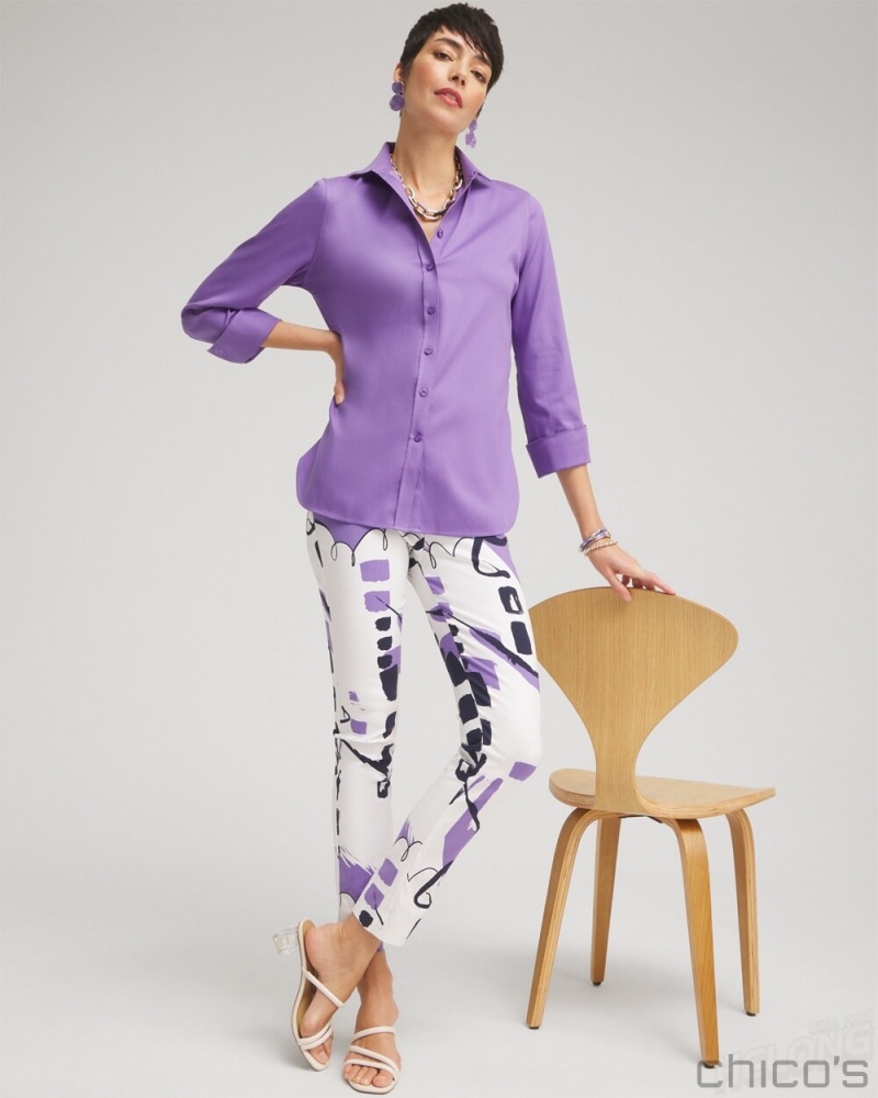 Chico's Brigitte Abstract Ankle Pants Pants Parisian Purple | 671-PVFBMW