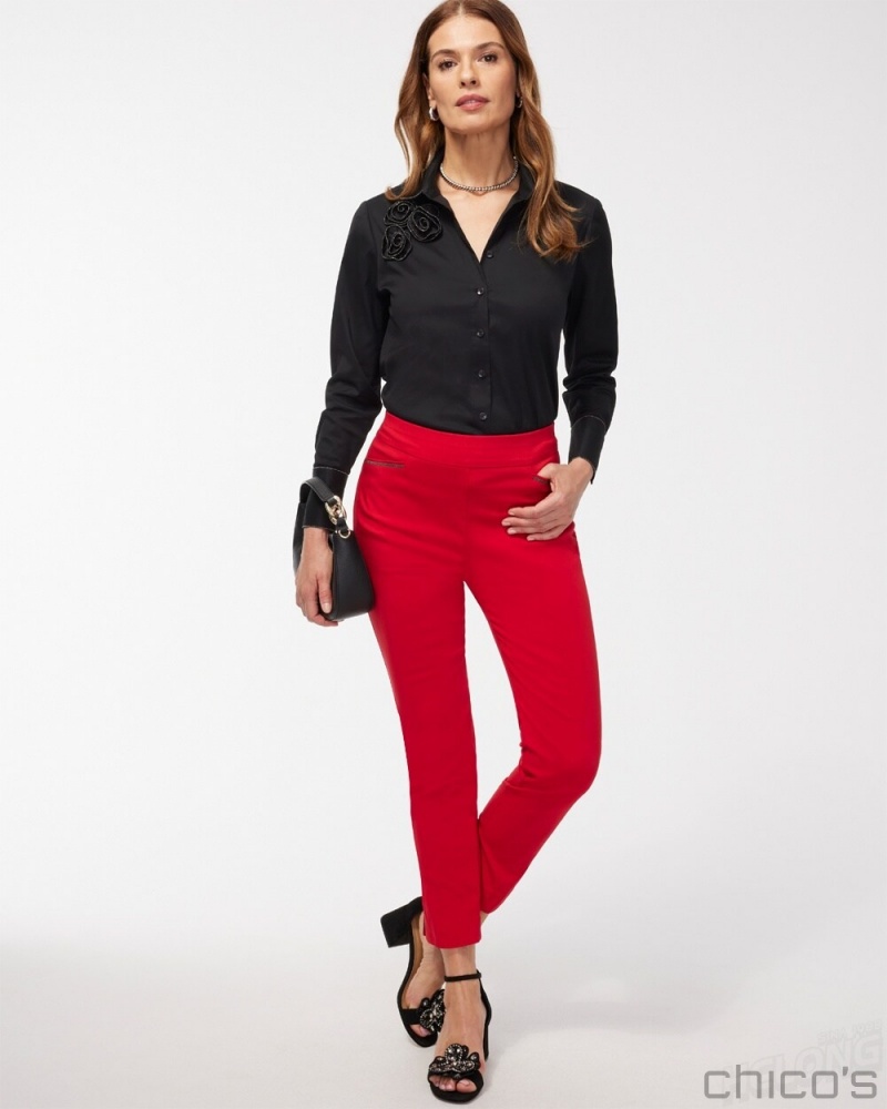 Chico's Brigitte Beaded Detail Ankle Pants Pants Wild Poppy | 176-OLRANZ