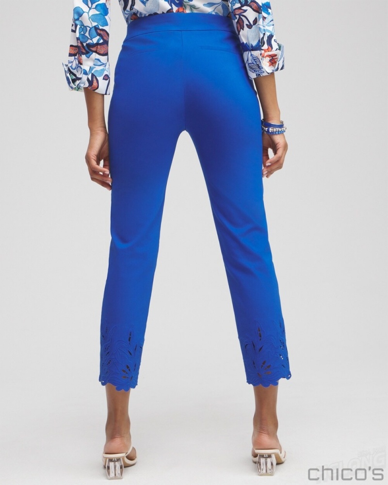 Chico's Brigitte Embroidered Slim Cropped Pants Pants Intense Azure | 098-XVQDBN