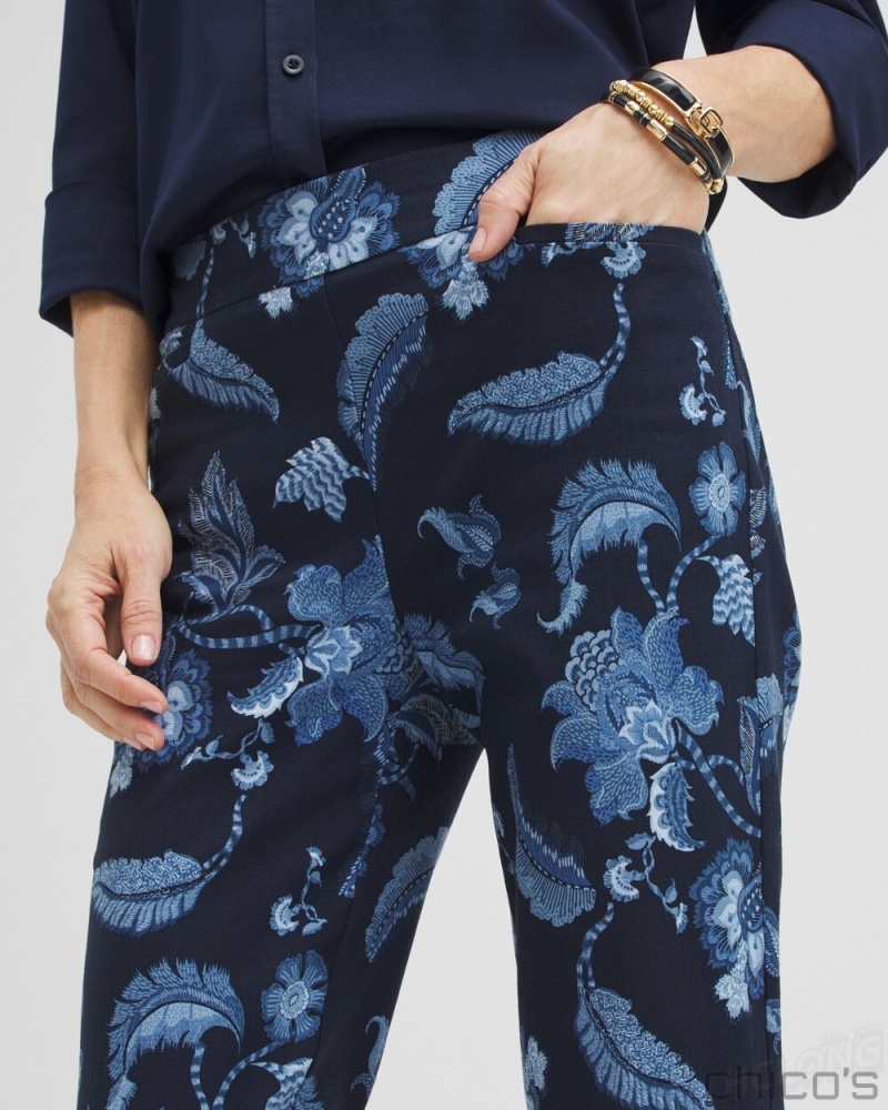 Chico's Brigitte Floral Ankle Pants Pants Classic Navy | 647-VUCATR