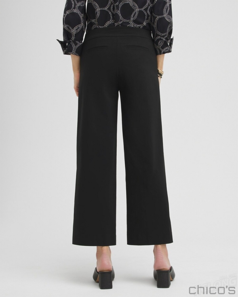 Chico's Brigitte Grommet Wide Leg Pants Pants Black | 506-MAUQIF