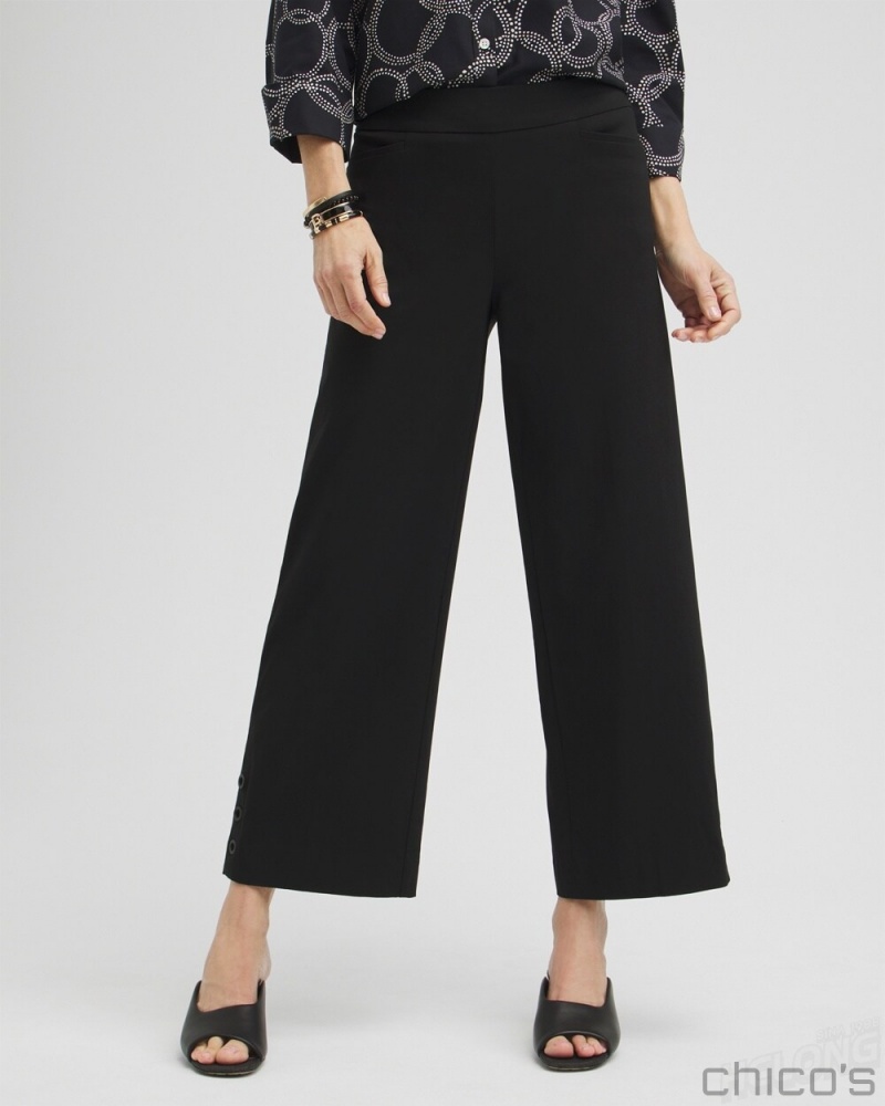 Chico\'s Brigitte Grommet Wide Leg Pants Pants Black | 506-MAUQIF