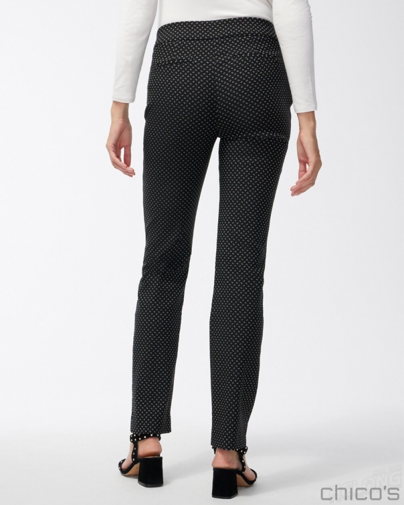 Chico's Brigitte Jacquard Stamp Pants Pants Black/Alabaster | 460-FLGZIE