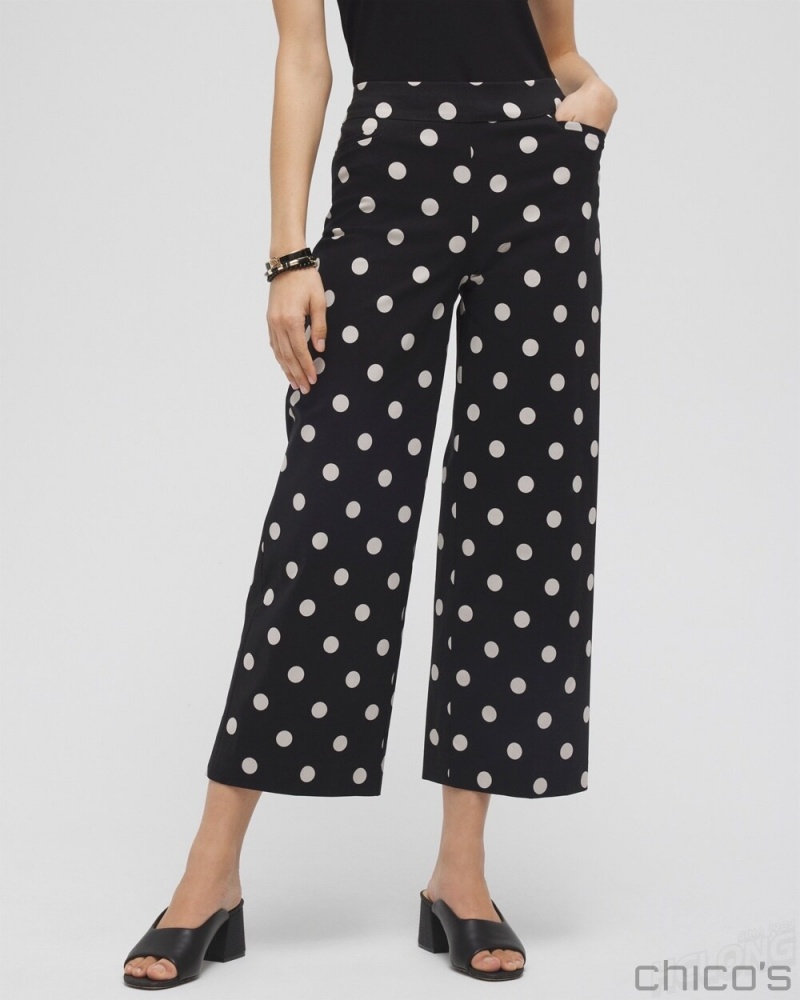 Chico's Brigitte Polka Dot Wide Leg Pants Pants Black | 793-XMIPAT