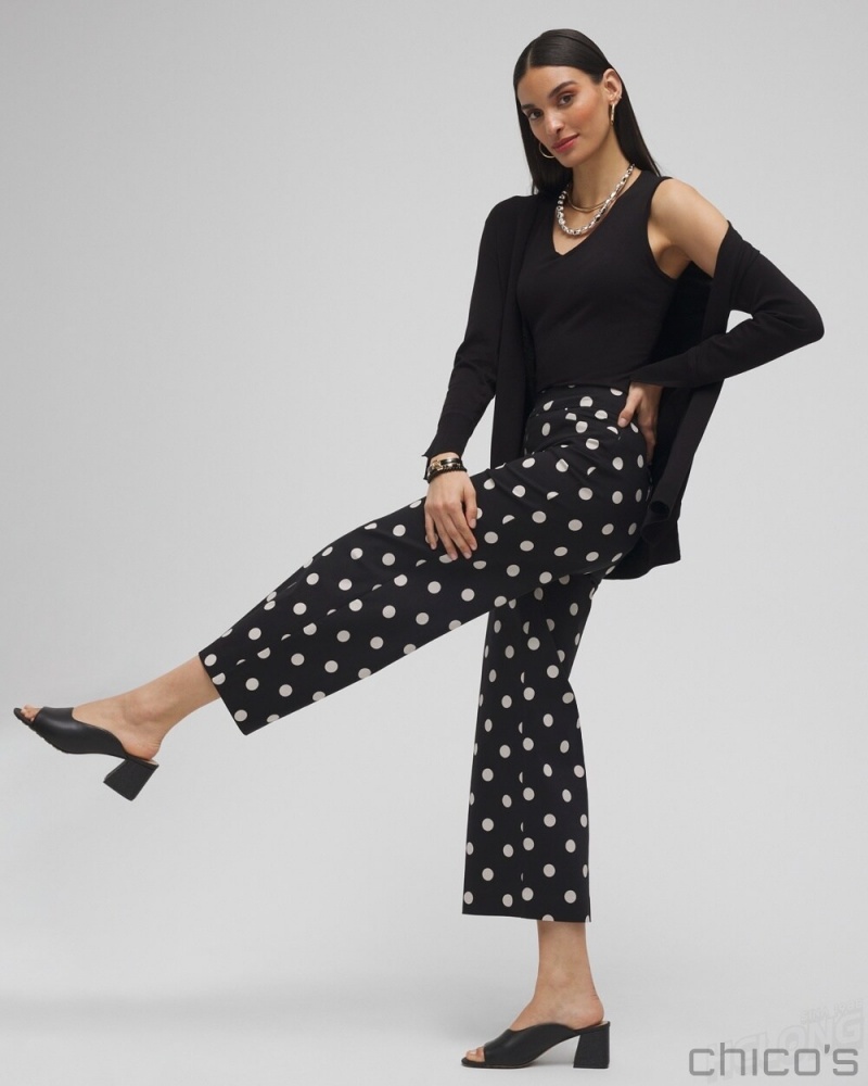 Chico's Brigitte Polka Dot Wide Leg Pants Pants Black | 793-XMIPAT