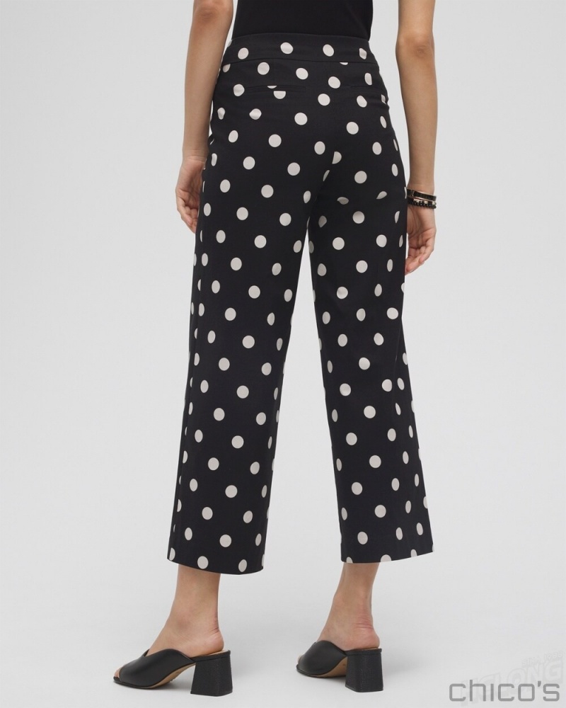 Chico's Brigitte Polka Dot Wide Leg Pants Pants Black | 793-XMIPAT