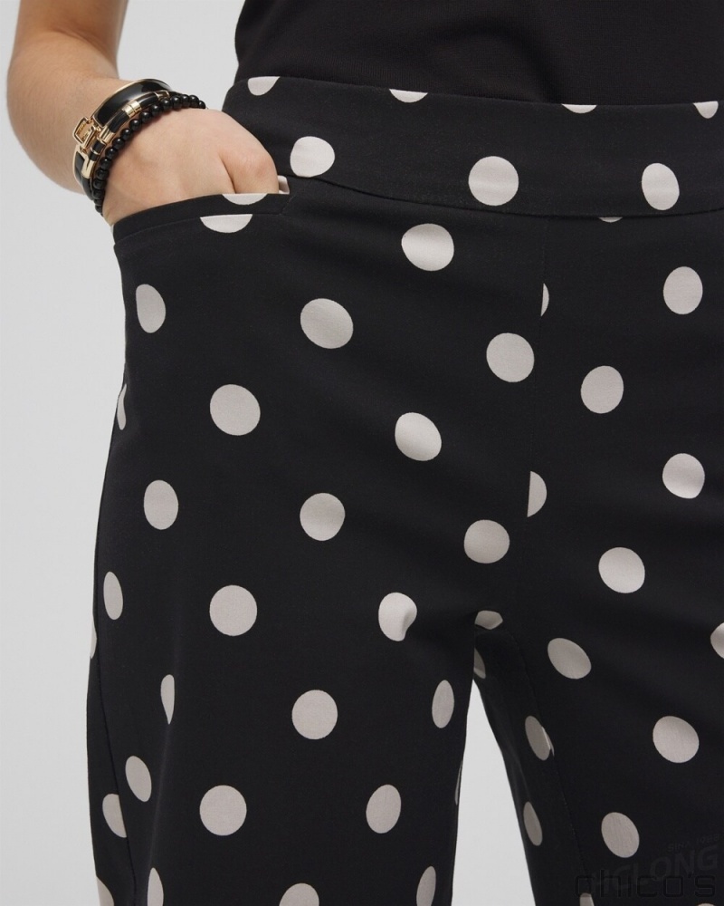 Chico's Brigitte Polka Dot Wide Leg Pants Pants Black | 793-XMIPAT