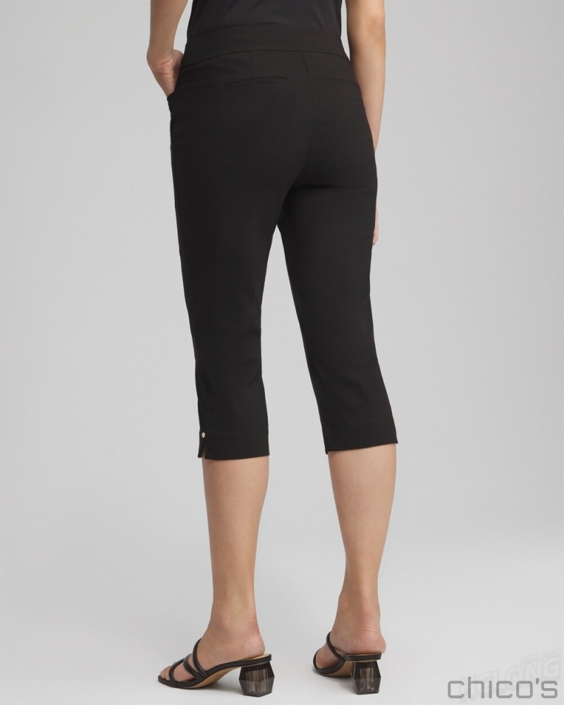 Chico's Brigitte Rivet Capris Pants Black | 706-PEYRNW