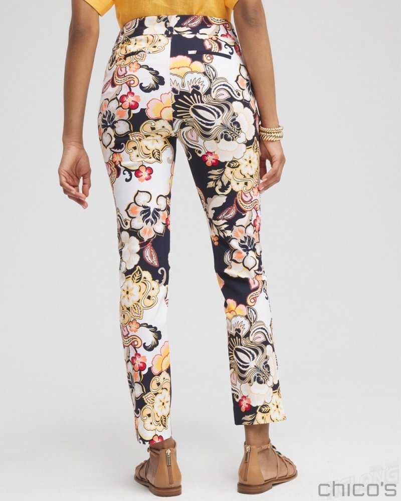 Chico's Brigitte Warm Floral Ankle Pants Pants Alabaster | 146-ZFTBNQ