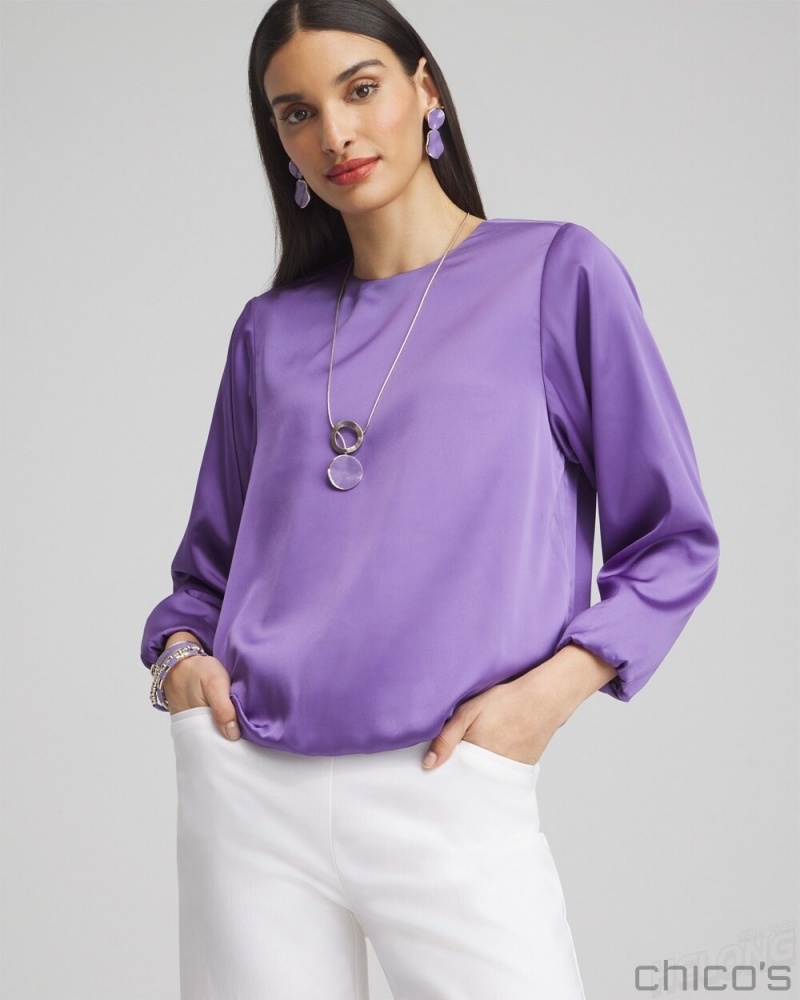 Chico's Bubble Hem Top Blouses & Shirts Parisian Purple | 218-KHDOTV