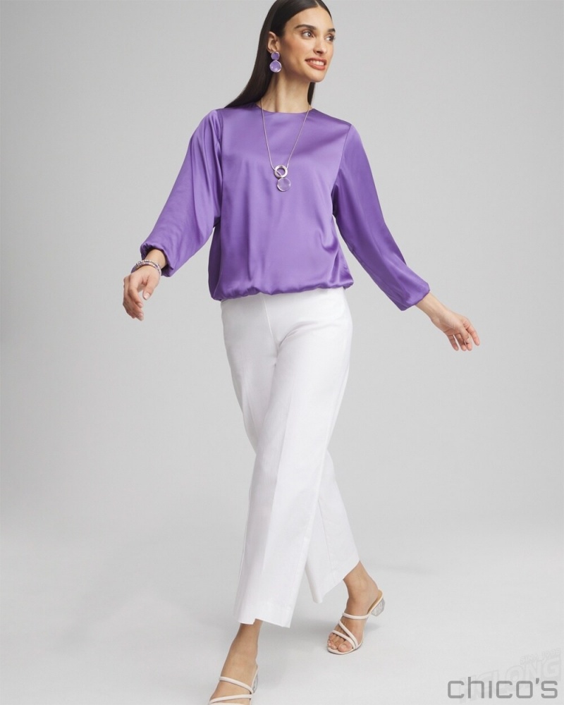 Chico's Bubble Hem Top Blouses & Shirts Parisian Purple | 218-KHDOTV