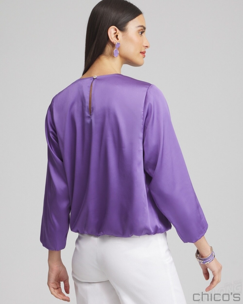 Chico's Bubble Hem Top Blouses & Shirts Parisian Purple | 218-KHDOTV