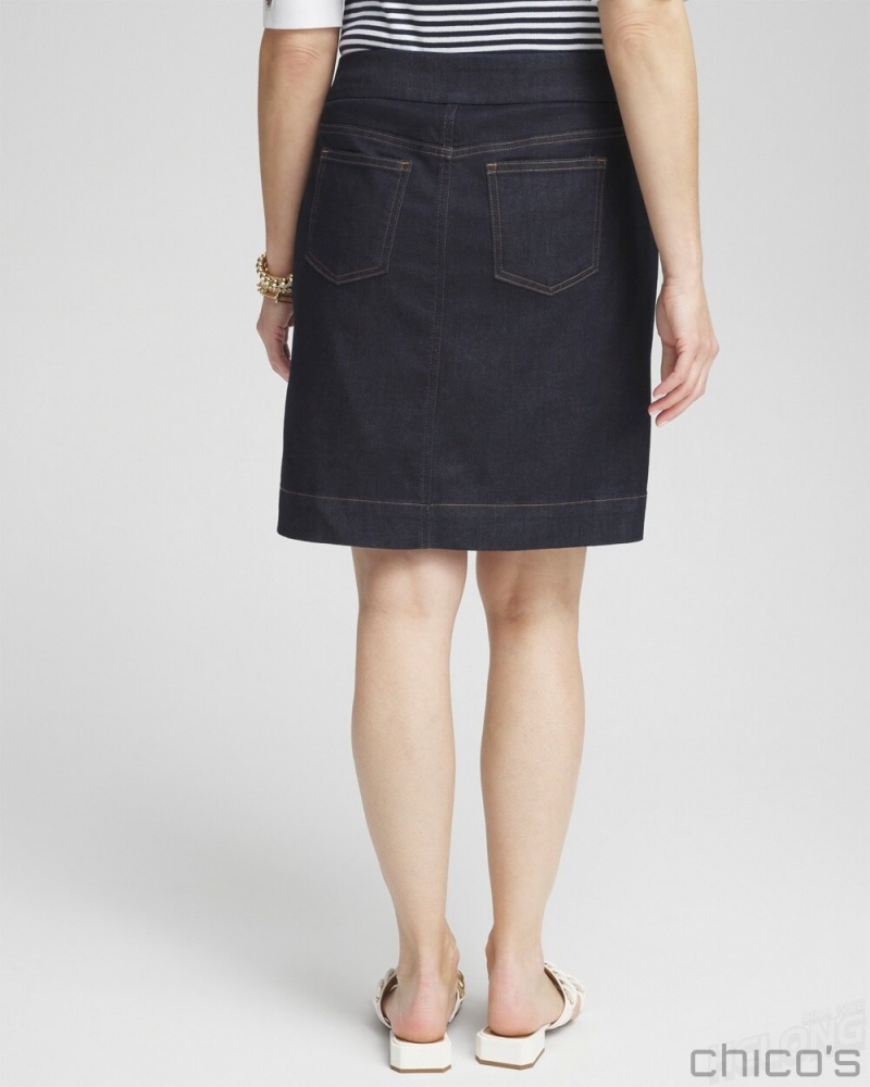 Chico's Button Detail Pull-on Denim Skort Jeans & Denim CRESTONE PEAK RINSE | 943-QGAJPH