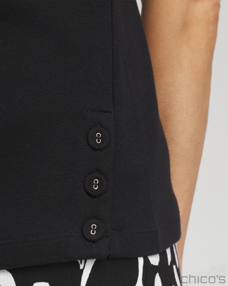 Chico's Button Detail Tank Tees & Tanks Black | 038-GWSAKT