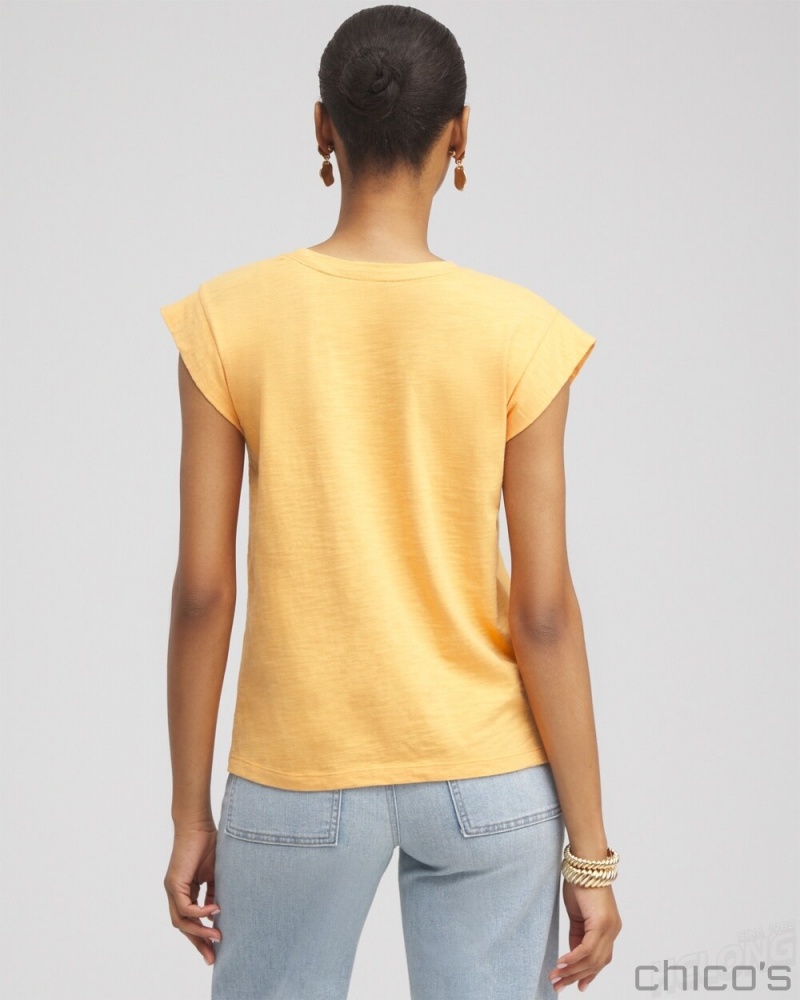 Chico's Cap Sleeve Tee Tees & Tanks Mango Sorbet | 735-LHPFCK