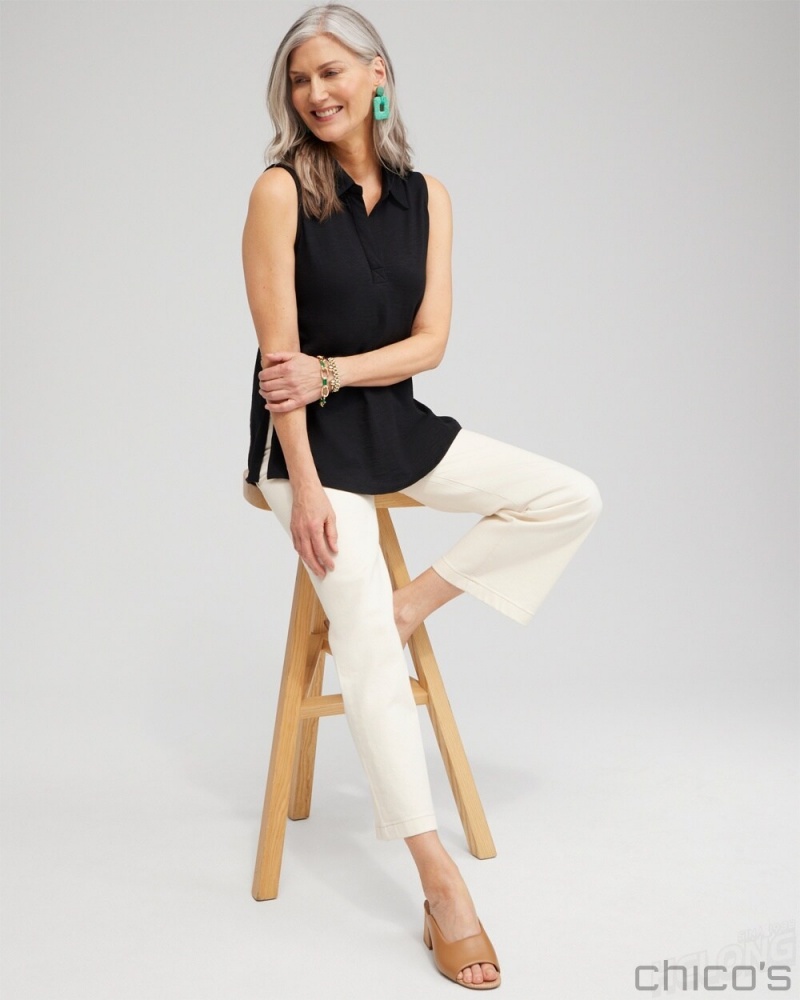 Chico's Collared Tunic Tank Tees & Tanks Alabaster | 926-FWEYJO