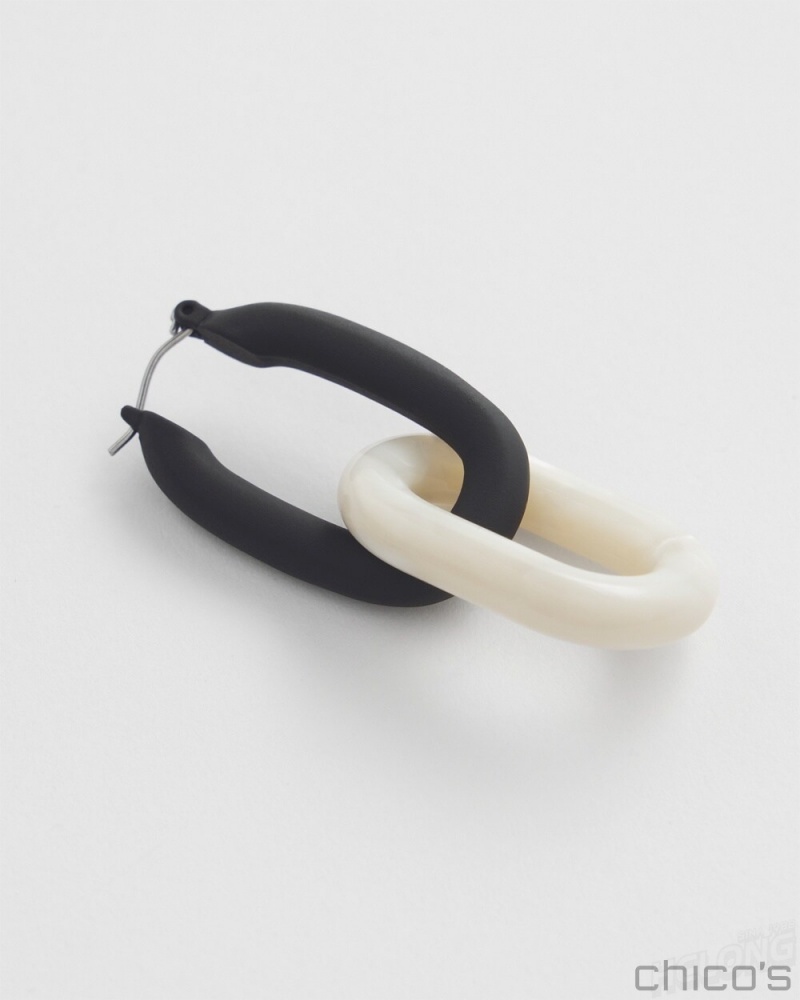 Chico's Convertible Link Earrings Earrings Black And Neutral | 835-ROHJPZ