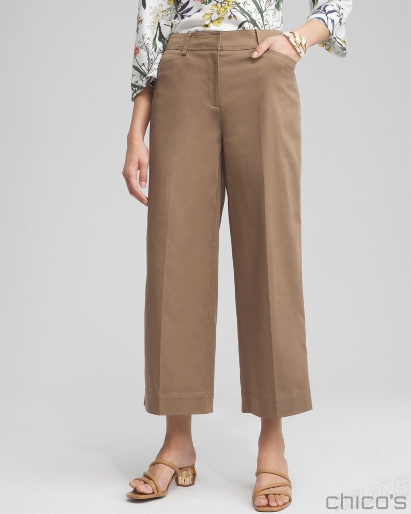 Chico's Cotton Sateen Cropped Pants Pants Teakwood | 650-BPRXKH