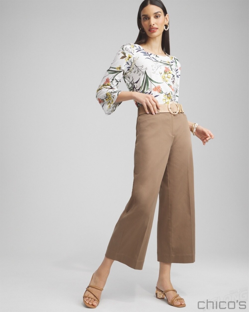 Chico's Cotton Sateen Cropped Pants Pants Teakwood | 650-BPRXKH