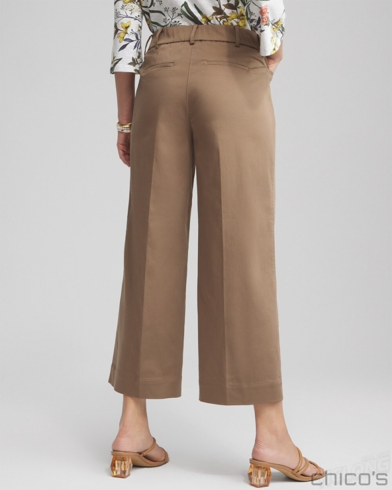 Chico's Cotton Sateen Cropped Pants Pants Teakwood | 650-BPRXKH