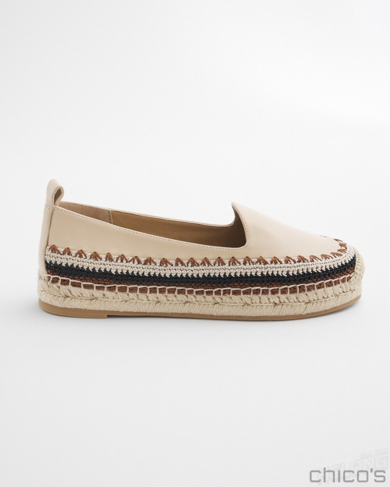 Chico's Crochet Slip On Flats Shoes Nude | 597-UWOSRB