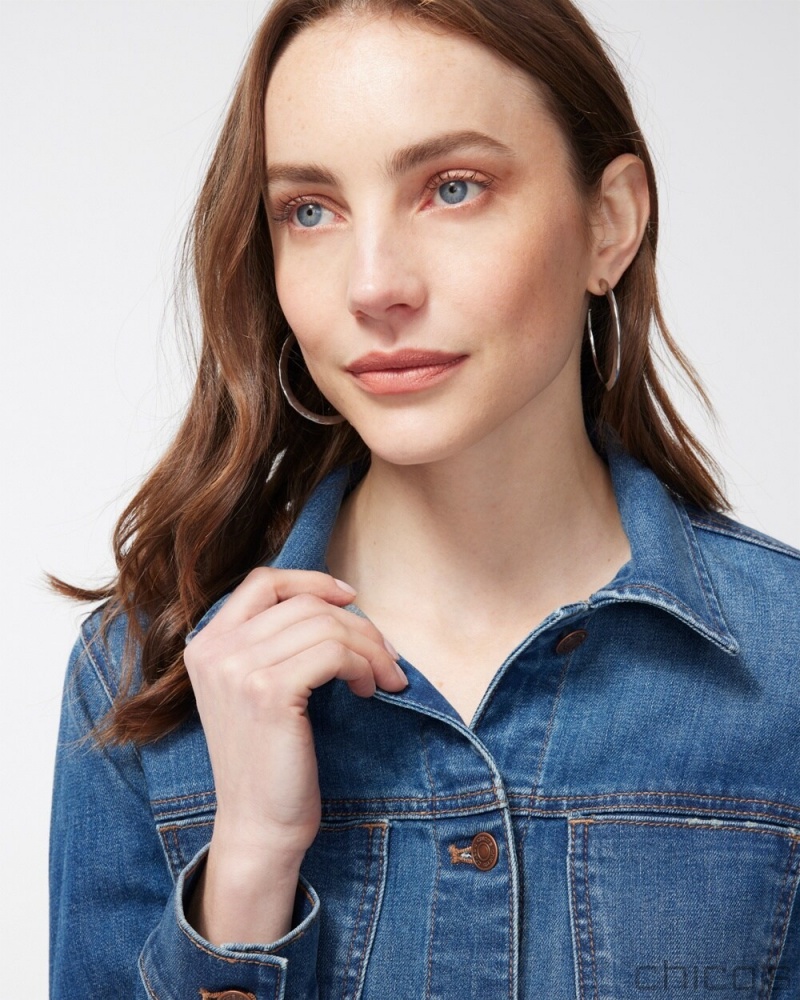 Chico's Cropped Denim Jacket Jackets & Coats Bonsai Indigo | 490-CKNHBI