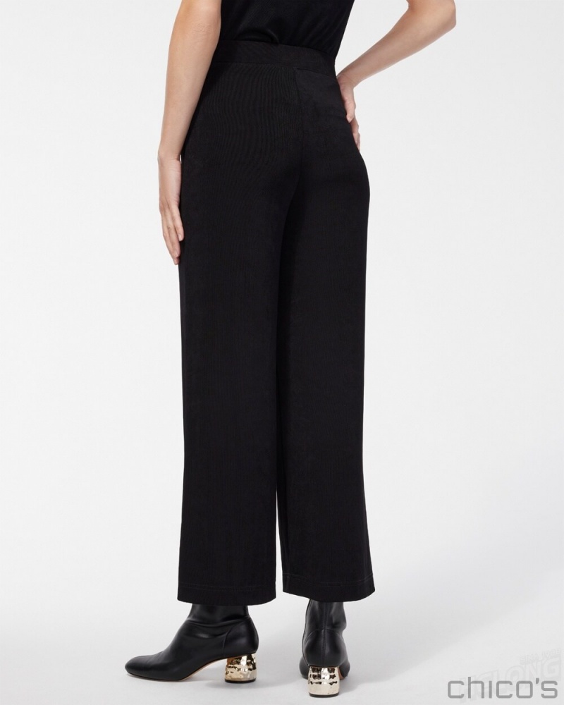 Chico's Cropped Pants Pants Travelers Black | 310-PUCWOY