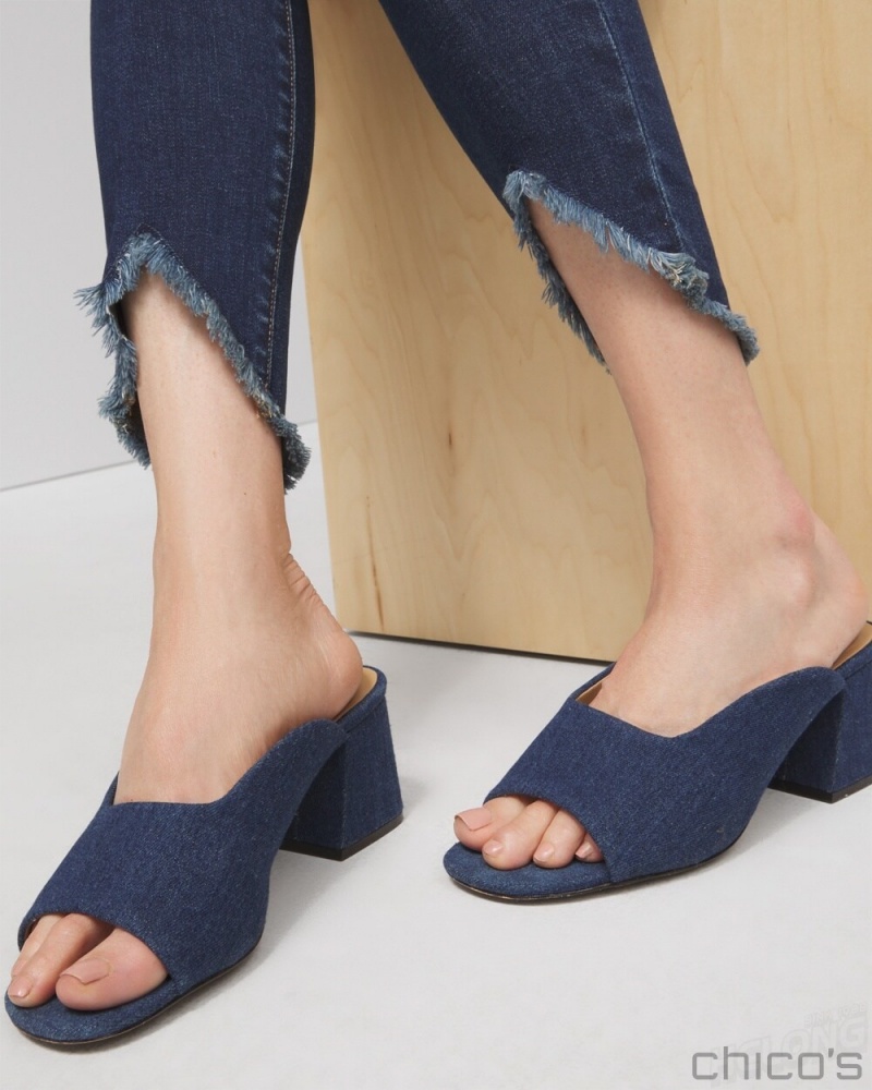 Chico's Denim Modern Heels Shoes Dark Denim | 271-EHMCXS