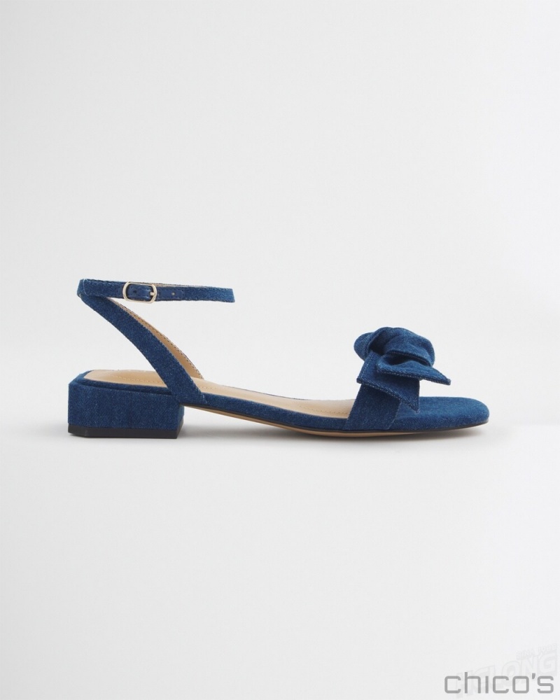 Chico's Denim Sandals Shoes Dark Denim | 410-NJPHTQ