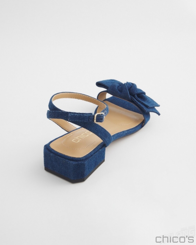 Chico's Denim Sandals Shoes Dark Denim | 410-NJPHTQ