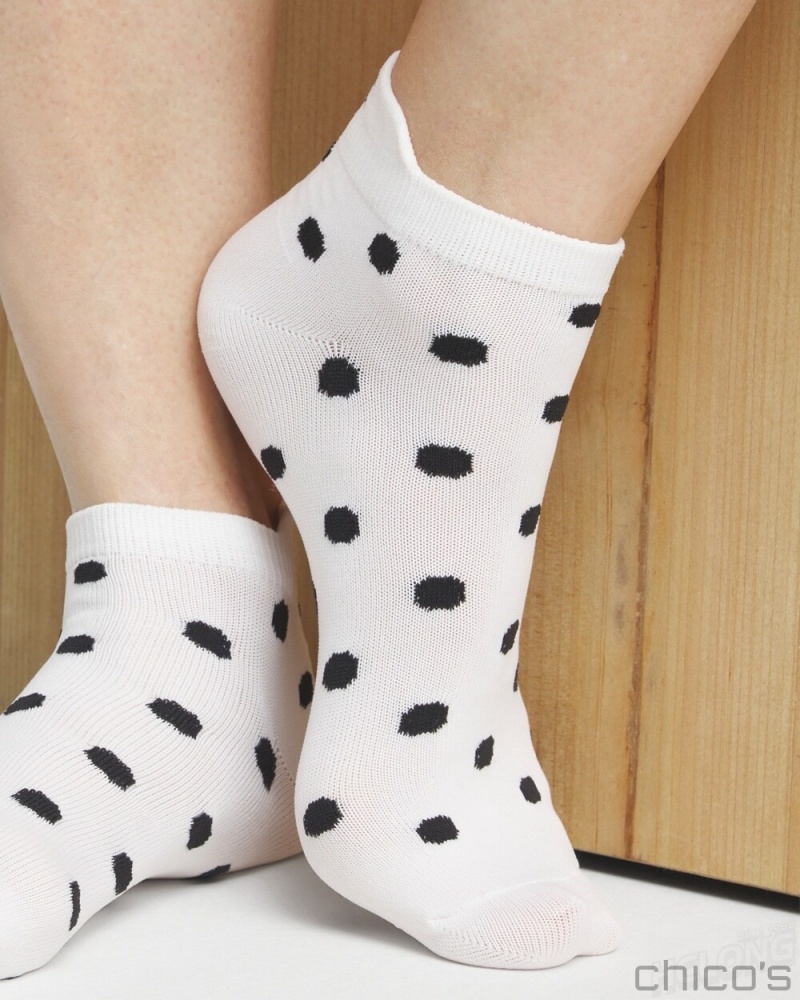 Chico's Dots Set of Three Ankle Socks Socks Alabaster/Black | 214-UWYMJD