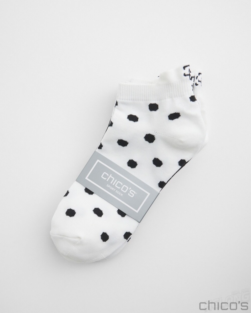 Chico\'s Dots Set of Three Ankle Socks Socks Alabaster/Black | 214-UWYMJD